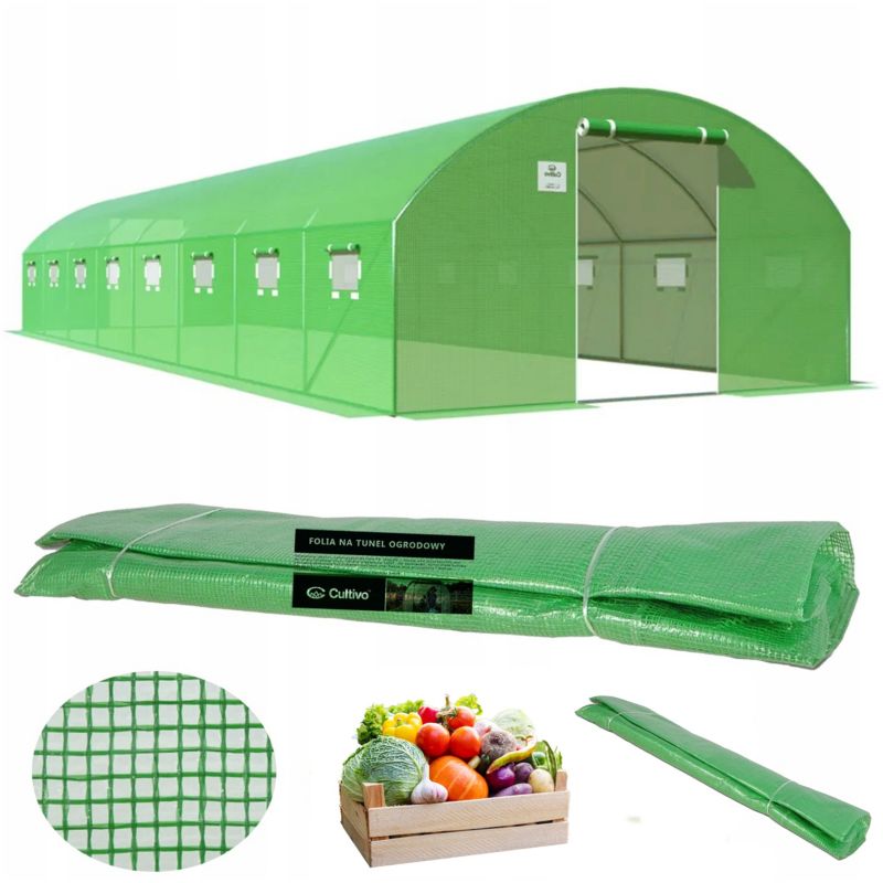 Folia Cultivo Poszycie Na Tunel Ogrodowy Szklarnia 4x8x2 Zielony Podwójne Drzwi Uv 1 szt