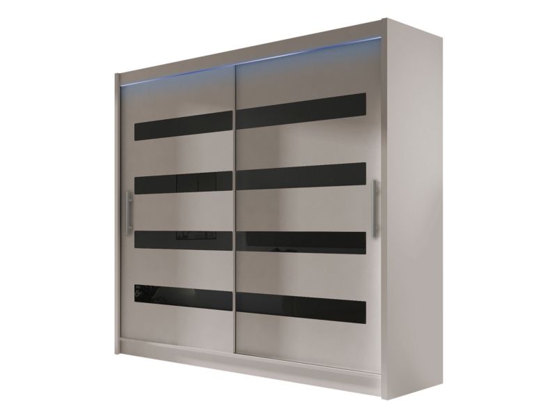 Szafa MIRJAN 24 z drzwiami przesuwnymi London XI z oświetleniem RGB kaszmir/czarny lacobel 1 szt.