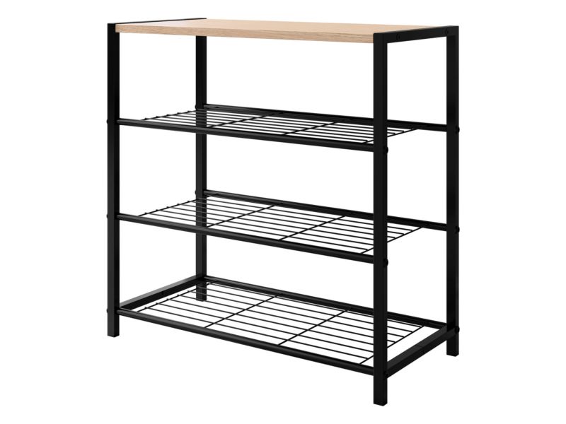 Regał metalowy na buty MIRJAN 24 Stonzi czarny + drewno 1 szt.