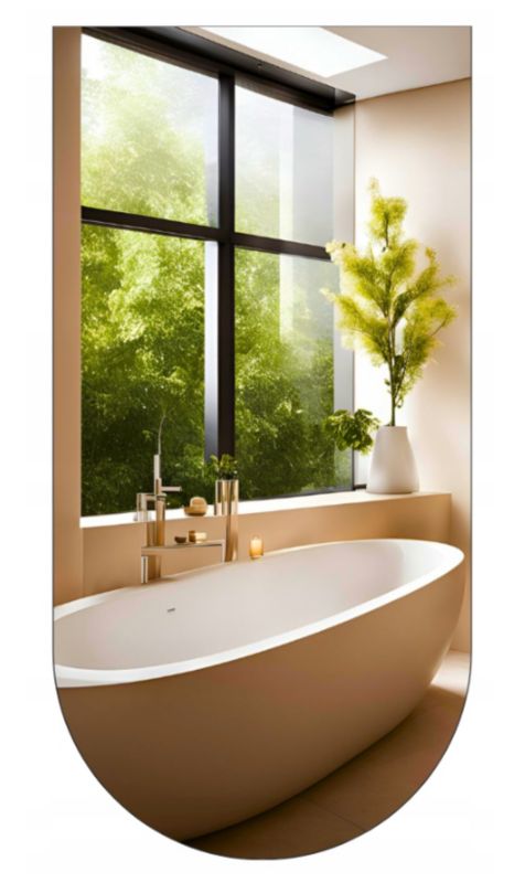 Lustro 40x80 Półowal Srebrne Łazienkowe Półowalne Bez Oświetlenia Szlif 1 szt