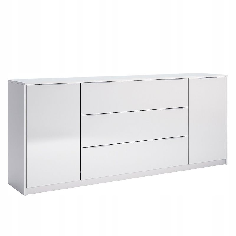 Komoda Merle do salonu z szufladami i szafkami INTESI biała połysk 200 cm nowoczesna 1 szt.