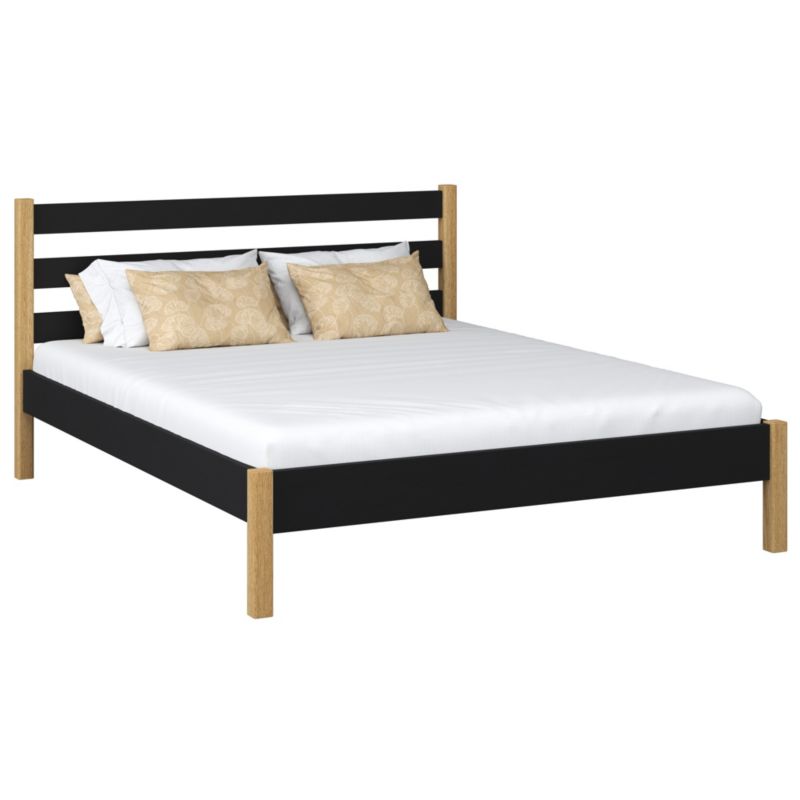 Drewniane łóżko N-WOOD podwójne N01 czarno dębowy 160x200 1szt.