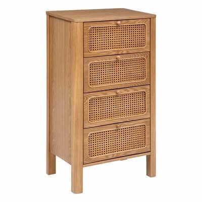 Komoda z szufladami Tira rattanowa drewniana ATMOSPHERA 55 cm boho do sypialni i salonu 1 szt.