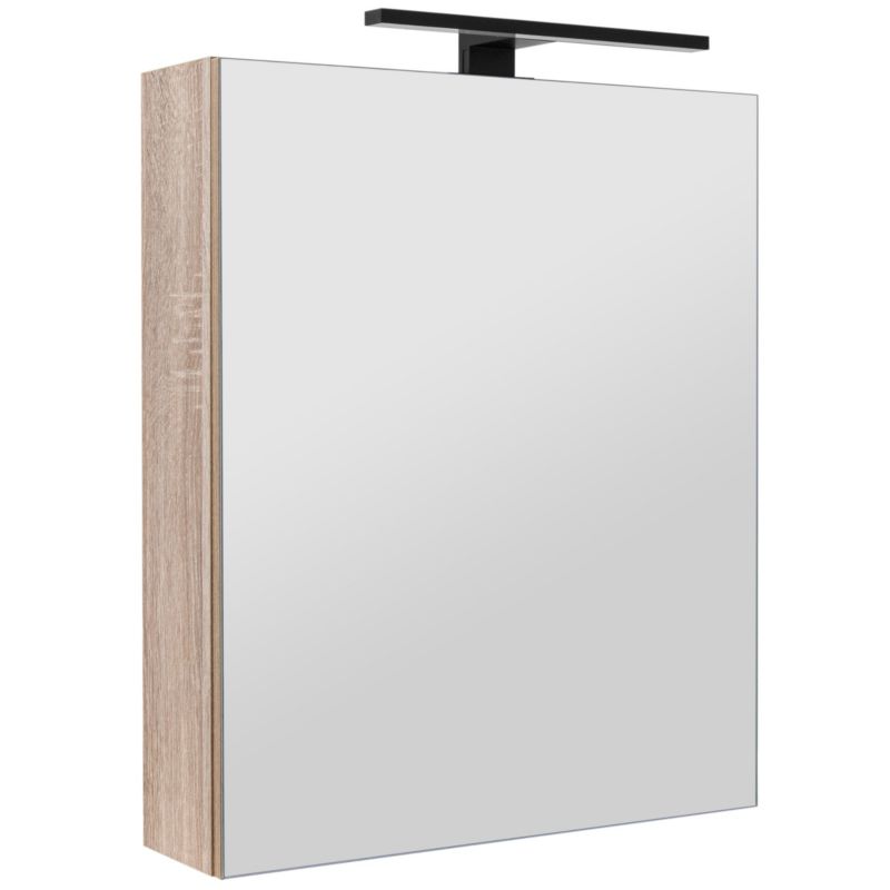 Szafka łazienkowa z lustrem MyFurni, 50 cm, dąb sonoma, oświetlenie LED, wisząca, lustrzana, 1 kpl.