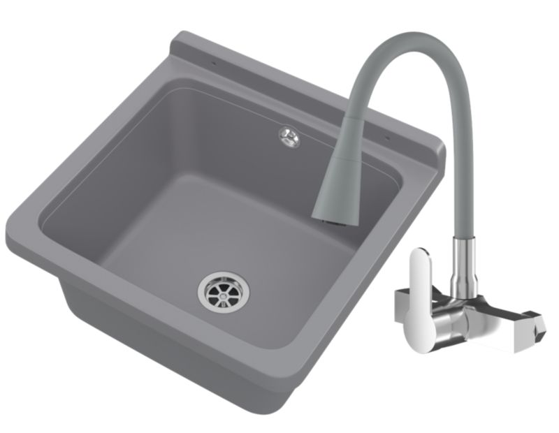 Zlewozmywak Gospodarczy Granitan Techniczny Roboczy Komora Szara Garaż Orta Bateria Ścienna 1 kpl.