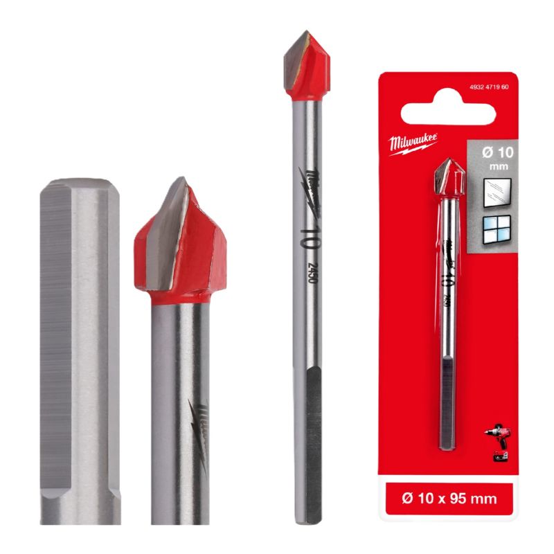 Wiertło do szkła płytek ceramiki Milwaukee średnica 10 mm dł 95 mm 1szt