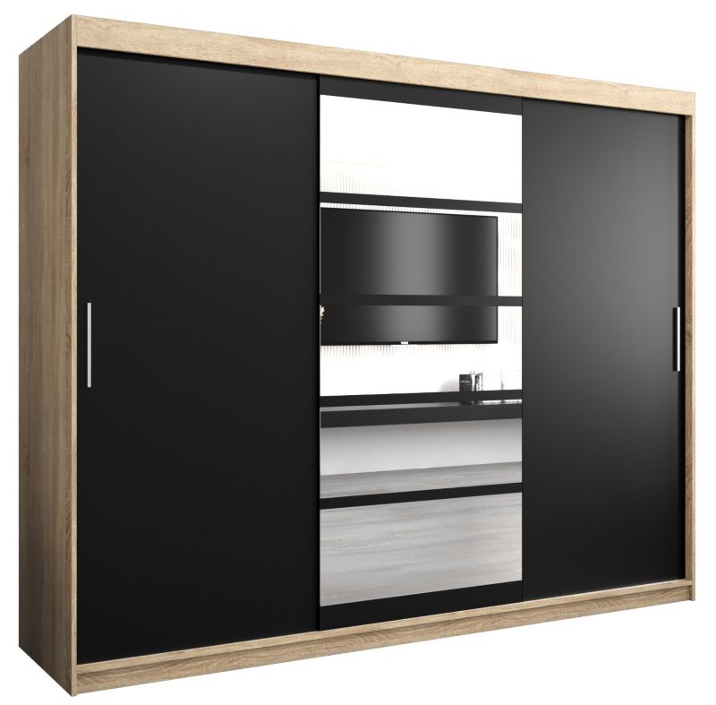 Szafa przesuwna Abiks ROMA 1 250 sonoma + czarny mat 1 szt.