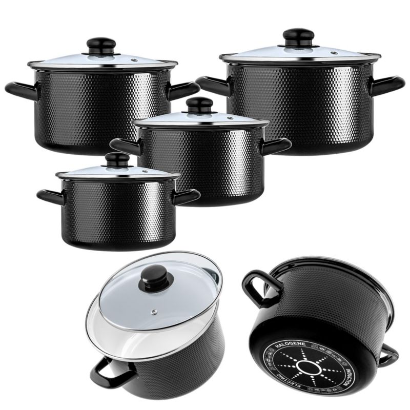 Garnki KADAX Zestaw emaliowanych 2L, 3L, 4L, 5L czarne 1szt.