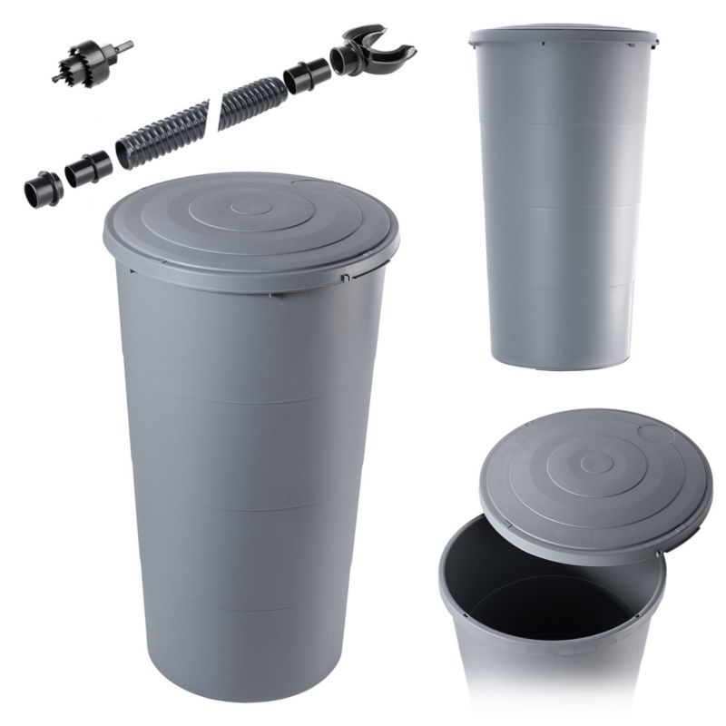 Zbiornik Na Deszczówkę KADAX 200L Wodę Beczka Pojemnik Zestaw Przyłączeniowy 1szt.