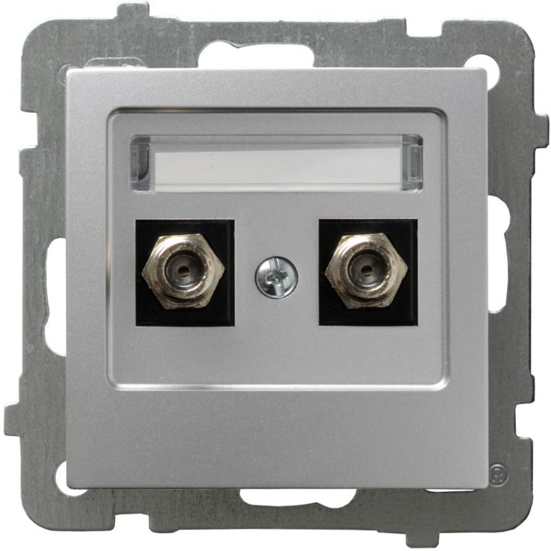 Gniazdo antenowe podwójne Ospel As typ F srebrne