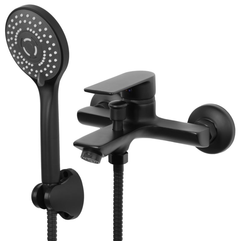 Bateria wannowa HARY - YOKA HOME prysznicowa ścienna natryskowa czarna mat loft - 1 szt.