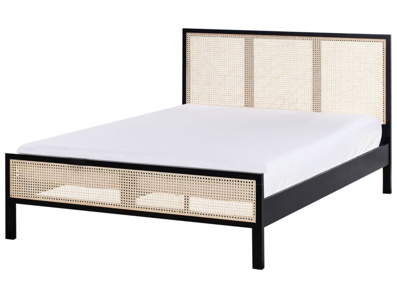 Łóżko Drewno sosnowe Salernas 140 x 200 cm Czarny 1 szt.