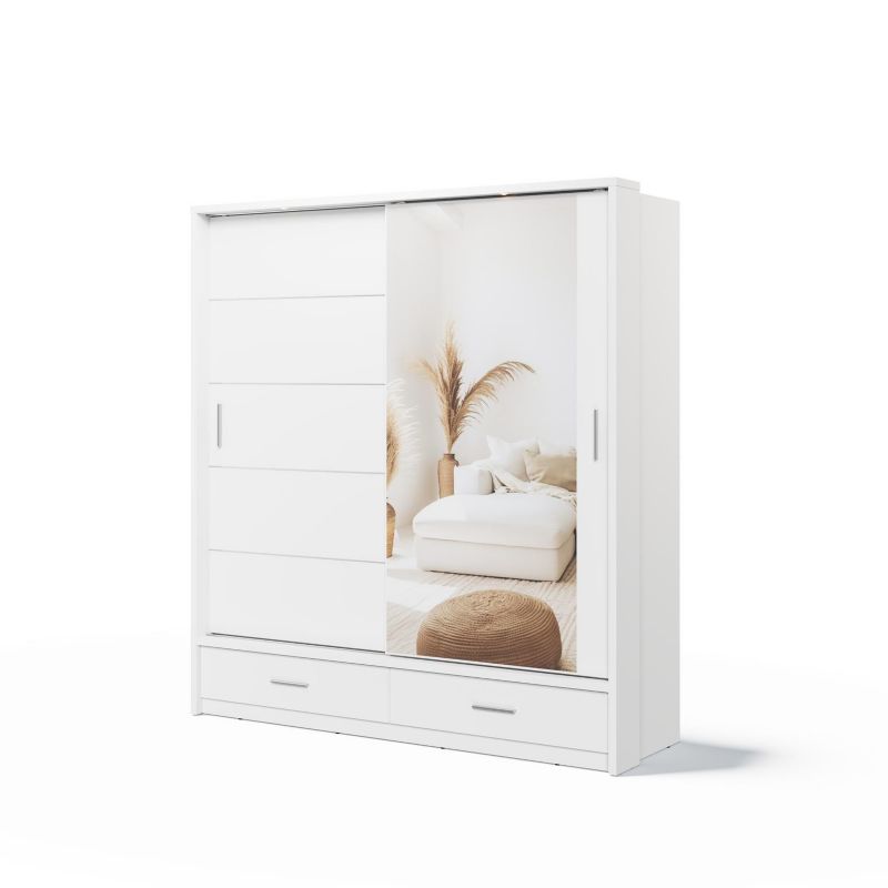 Szafa przesuwna Bettso Arti 05 dwudrzwiowa z szufladami, lustrem i oświetleniem LED biały 1szt.