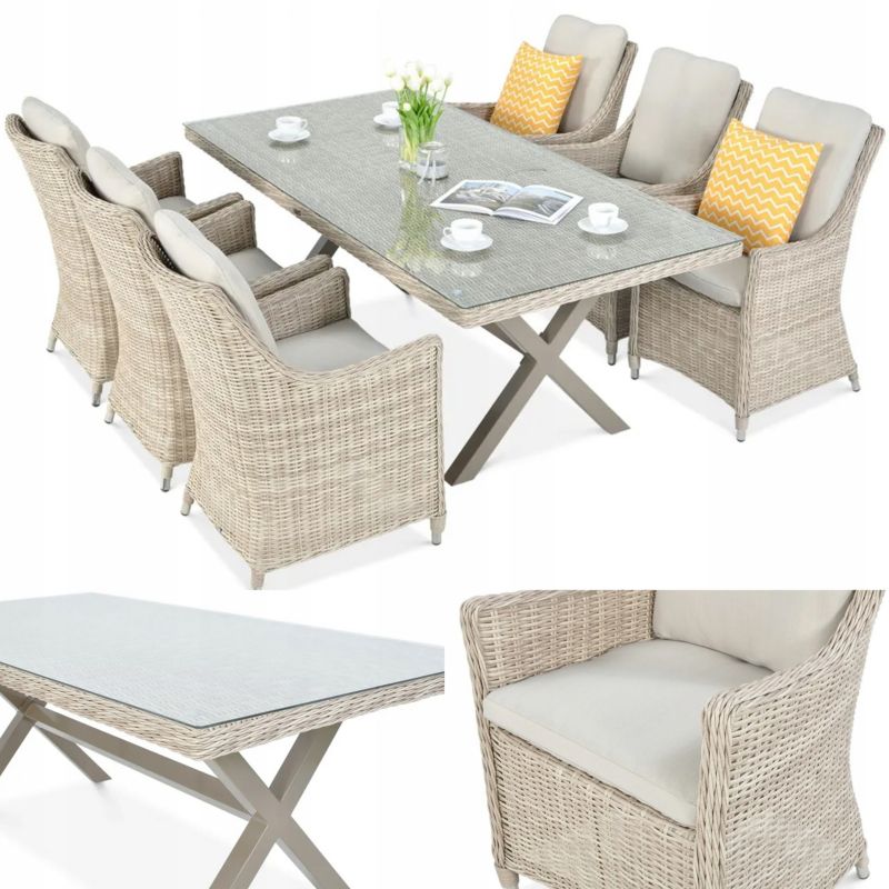 Zestaw Mebli Ogrodowych Technorattan NAPOLI Duży Stół 200 cm Fotel na Taras 1 szt