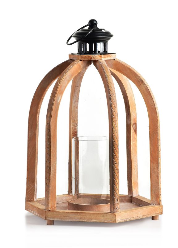 Latarnia drewniana LOKKE 29x25,5x41,5 cm naturalna 1 szt