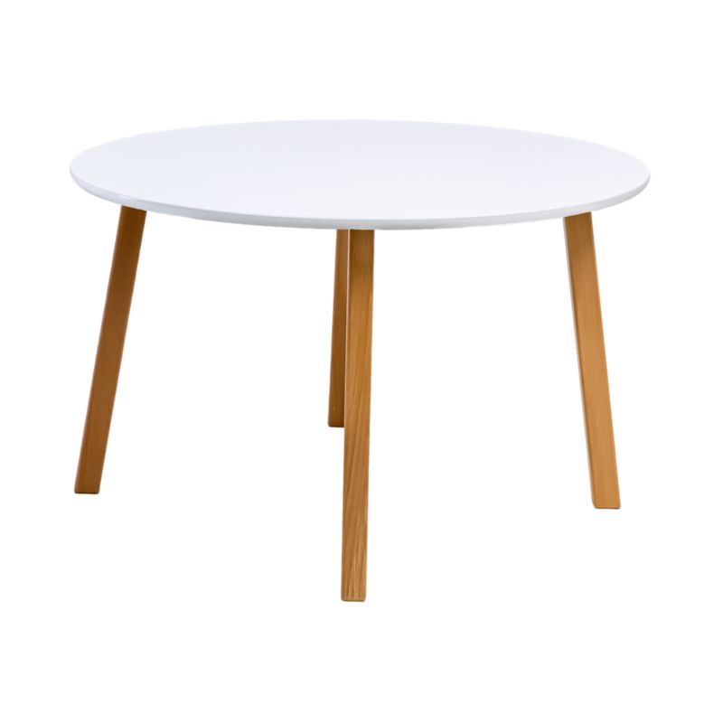 Okrągły Stolik Kawowy 80x50 cm do Salonu POSNORD - Stół Pomocniczy MDF Nogi Bukowe - Skandynawski Stolik na Kawę 1szt.