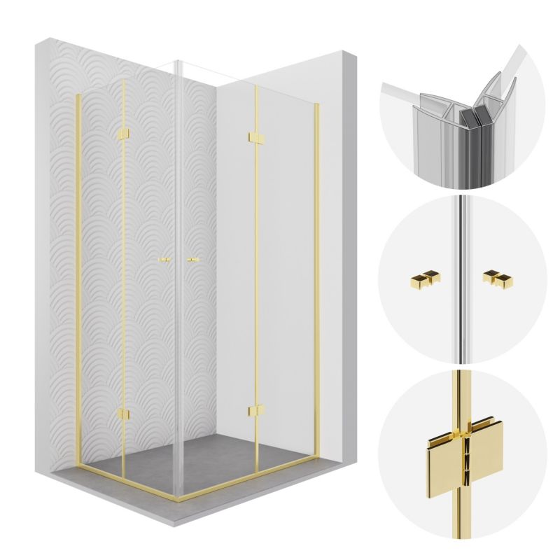 Kabina prysznicowa SEVANTE MAUNA 100x80 prostokątna składana złota 1 szt.