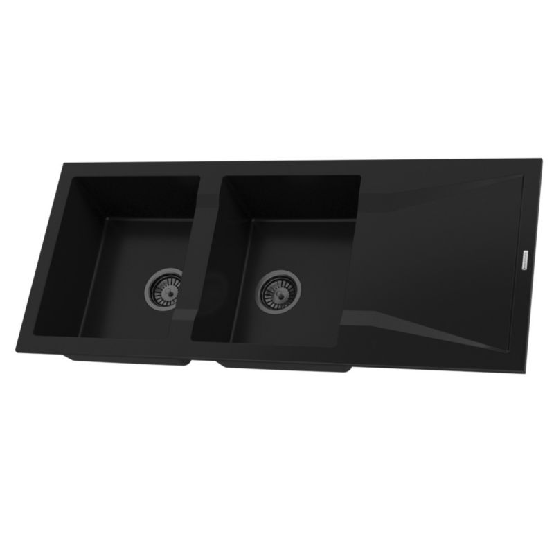 Zlewozmywak Granitowy Czarny Dwukomorowy Granitan Primo Zestaw Zlew Z Ociekaczem 1 kpt.