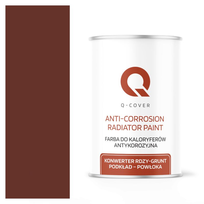 Farba do Kaloryferów Antykorozyjna Q-Cover Brązowo-czerwony RAL8012 Wysoki Połysk 1L