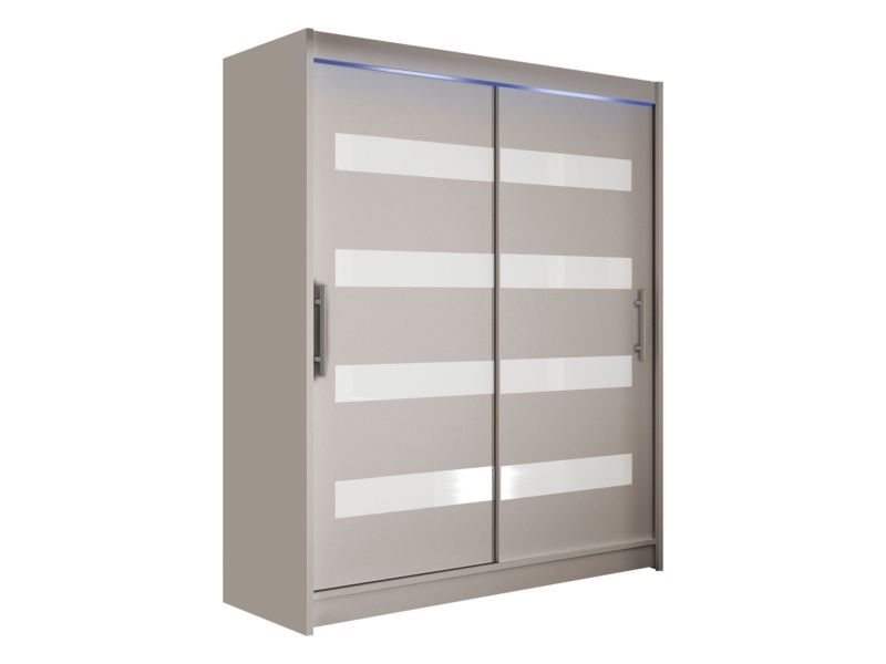 Szafa MIRJAN 24 z drzwiami przesuwnymi Presto IV z oświetleniem RGB kaszmir/biał lacobel 1 szt.