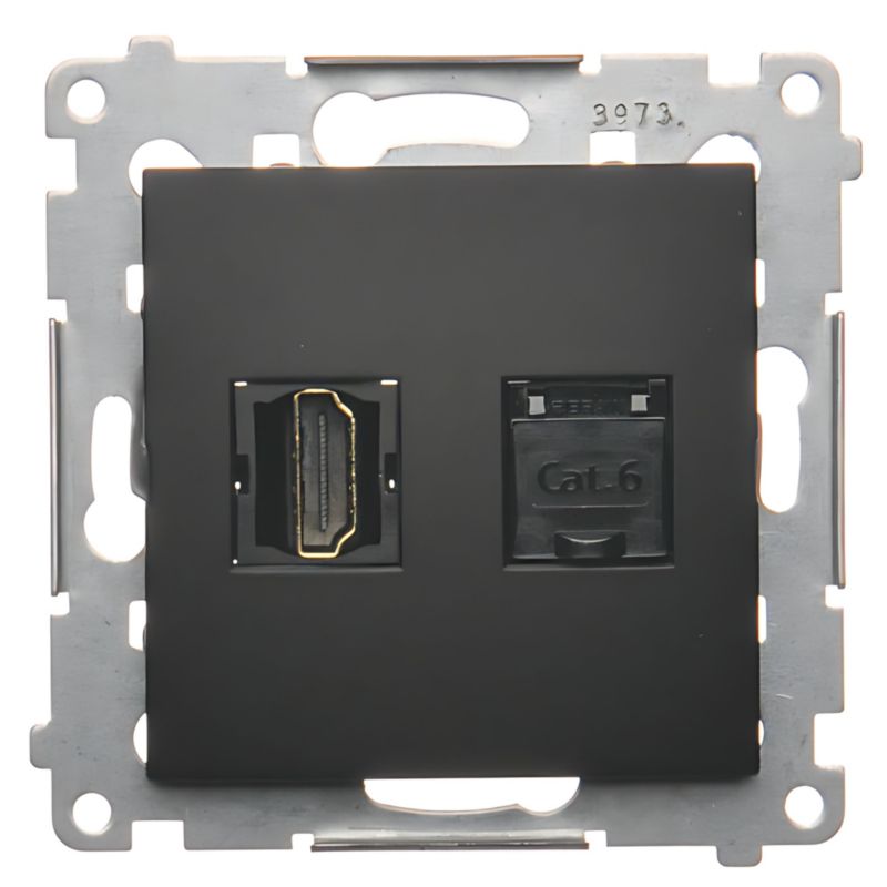 Gniazdo Kombinowane 1X Simon 54 HDMI + RJ45 Kat.6 Czarne Mat 1 szt.