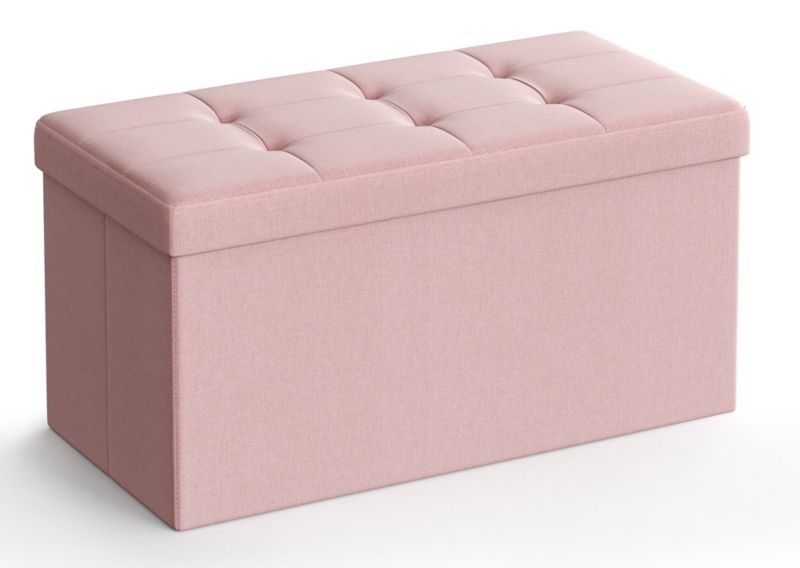 Pufa tapicerowana Songmics ze schowkiem podnóżek rożowa 1 szt.