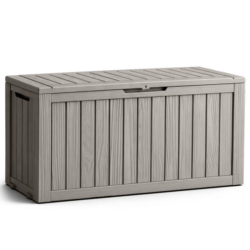 Skrzynia ogrodowa pojemnik na poduszki i narzędzia balkon taras AKORD wodoodporna 272L plastikowa szara 1 szt.