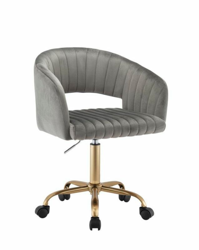 Fotel Rivoli INTESI fotel biurowy obrotowy szary welur glamour z regulacją wysokości do gabinetu 1 szt.