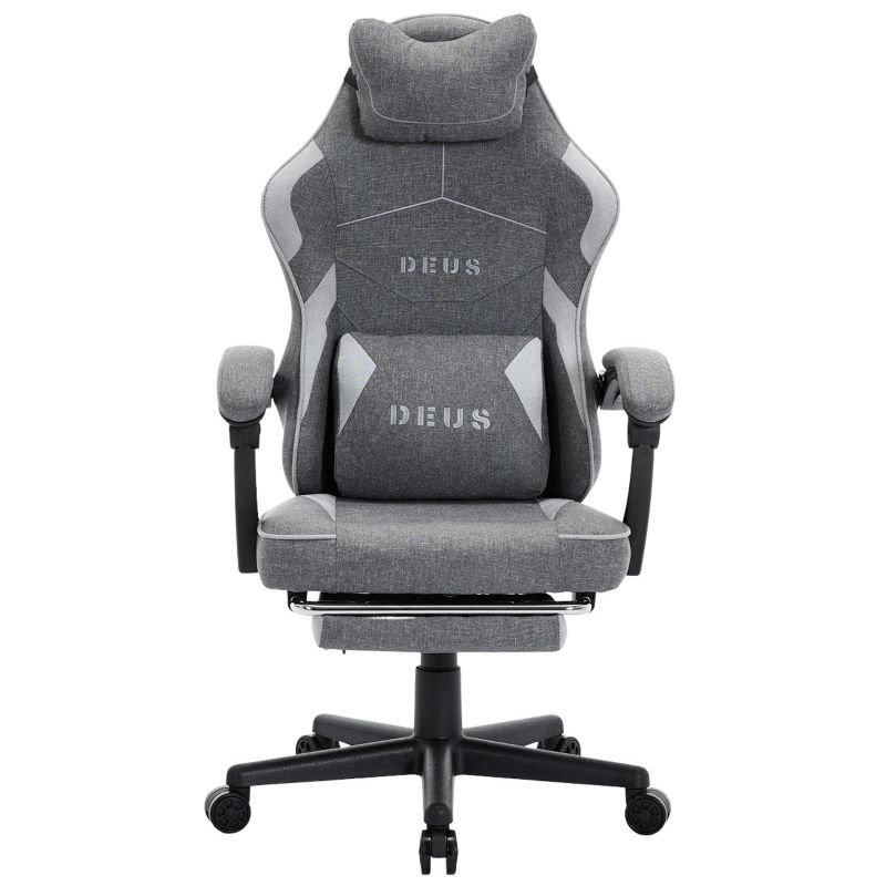 Fotel gamingowy Extreme biurowy oddychający z tkaniny z podnóżkiem Edge Dark Gray / Light Gray 1 szt.