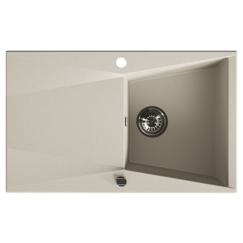 Zlewozmywak Granitowy, Laveo, Beżowy, Grenada, Jednokomorowy, 48x78cm, z ociekaczem, z syfonem, 1 szt.