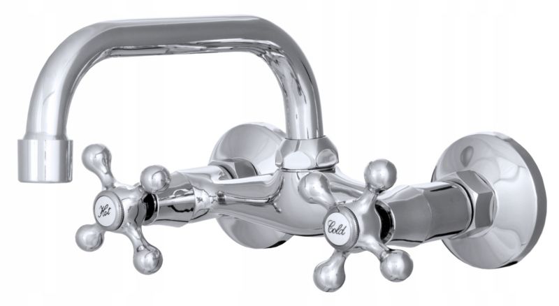 Bateria Ścienna Kuchenna i Umywalkowa Granitan Retro Srebrna 1szt.