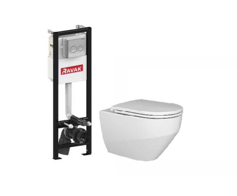 Zestaw WC miska wisząca Ravak Zante ze stelażem podtynkowym Slim przycisk chrom 1szt