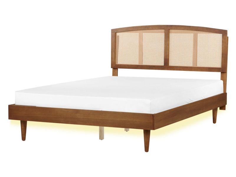 Łóżko LED Varzy 140 x 200 cm LED Jasne drewno 1 szt.