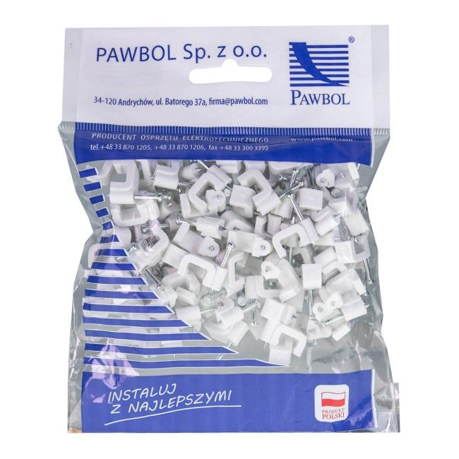 Uchwyty kablowe płaskie Eglotech 2 x 1,5 mm białe 100 szt.