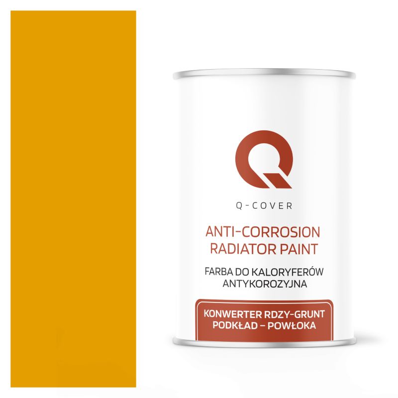 Farba do Kaloryferów Antykorozyjna Q-Cover Żółty złoty RAL1004 Satyna 1L