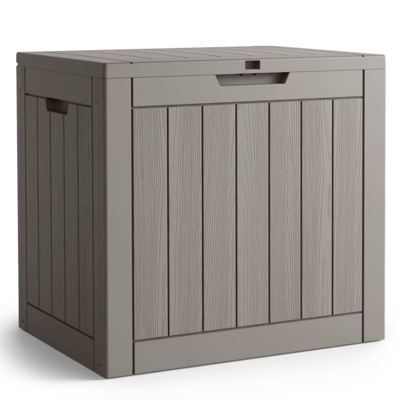 Skrzynia ogrodowa pojemnik na poduszki i narzędzia balkon taras AKORD wodoodporna 117L plastikowa szara 1 szt.