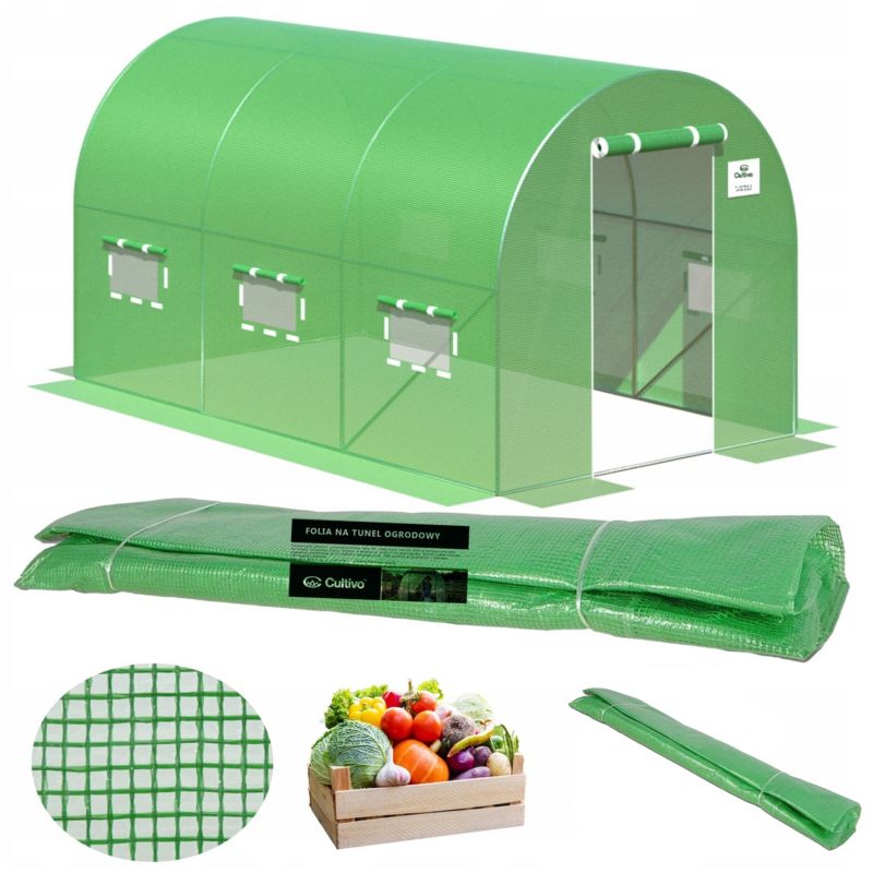 Folia Cultivo Zamienna Na Tunel Ogrodowy Szklarnia 2x3x2 Zielony Uv4 3x2 Dodatki 1 szt