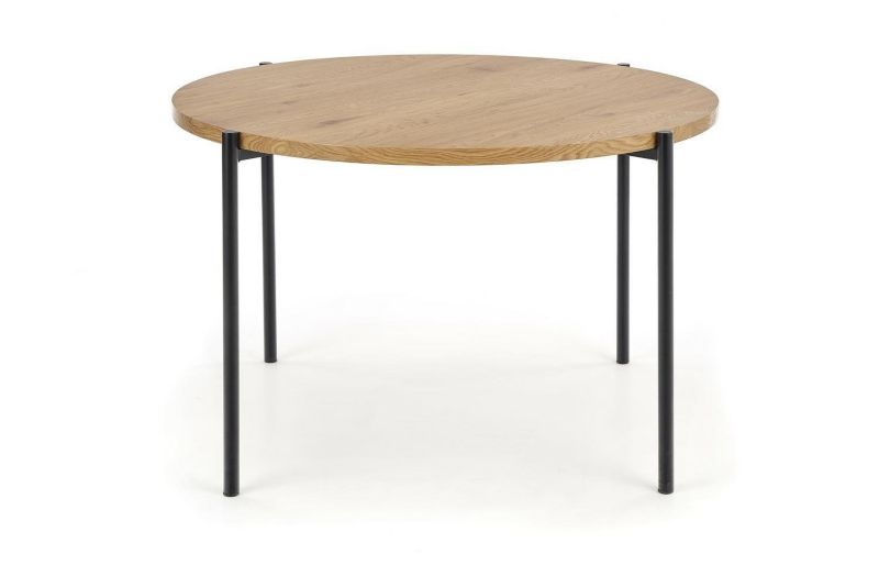 Stół Moris INTESI stół okrągły do jadalni do kuchni loftowy dąb złoty czarne nogi 120 cm 1 szt.