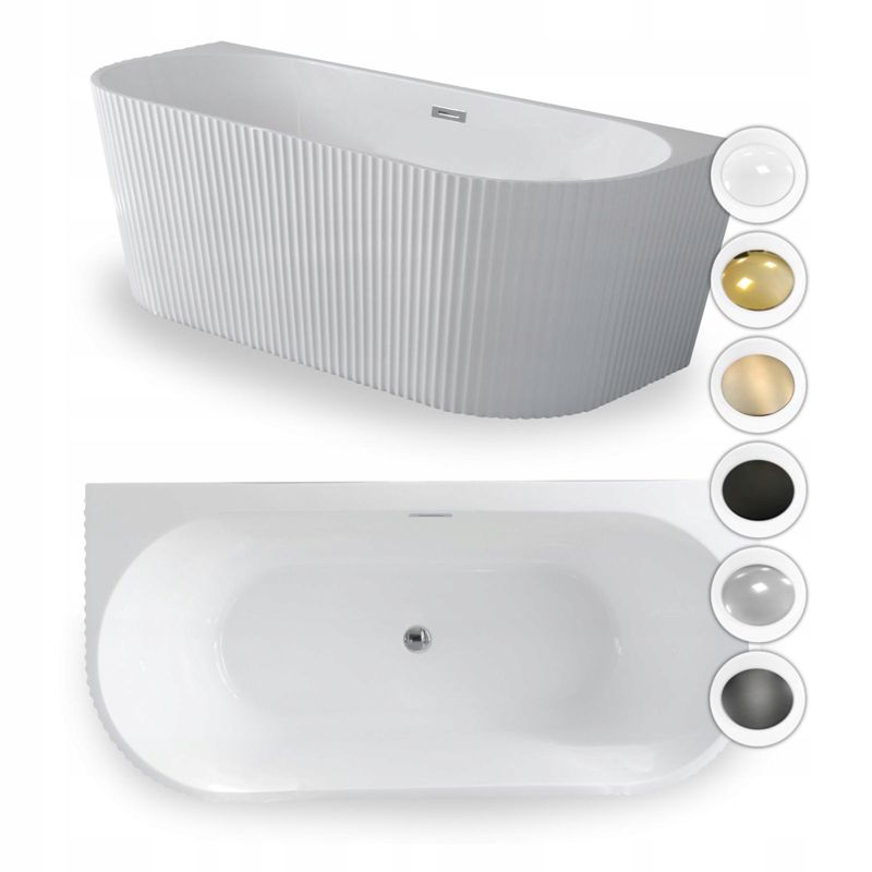 Wanna Wolnostojąca Przyścienna Corsica Ryflowana Prążkowana 160x75 Corciano Syfon komplet Różne korki 1szt.