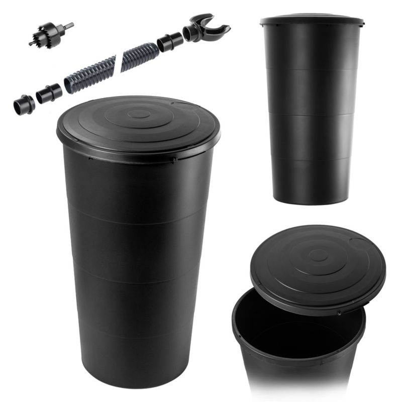 Zbiornik Na Deszczówkę KADAX 200L Wodę Beczka Pojemnik Zestaw Przyłączeniowy 1szt.