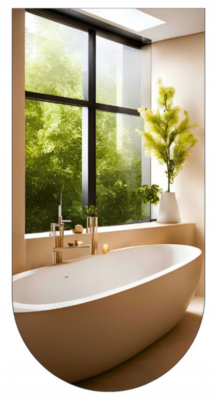 Lustro 50x120 Półowal Srebrne Łazienkowe Półowalne Bez Oświetlenia Szlif 1 szt