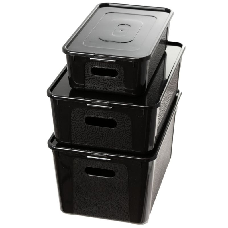 Pojemniki EDANTI Plastikowe Zestaw 7/14/20 L Z Pokrywą Do Przechowywania 3 szt.