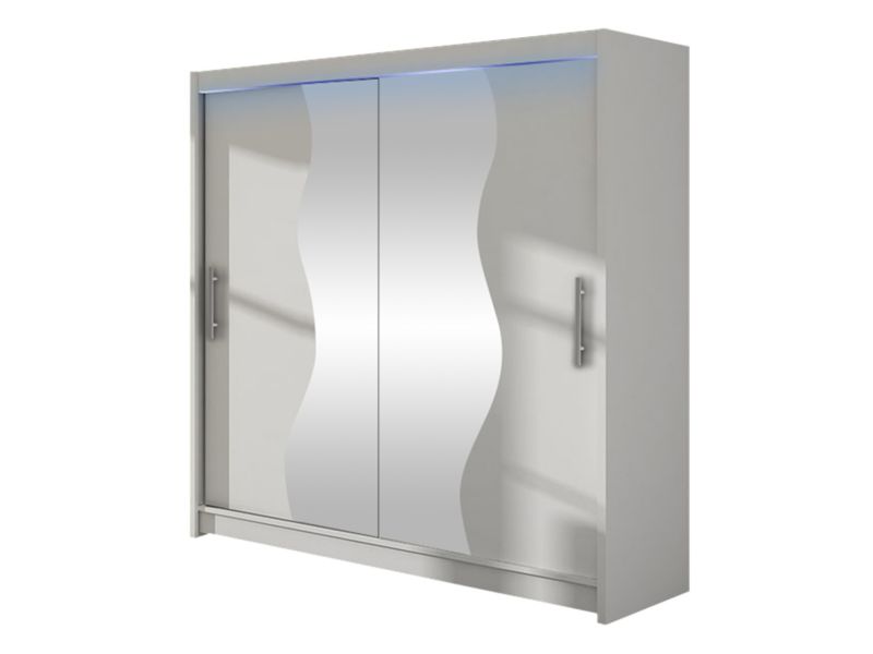 Szafa MIRJAN 24 z drzwiami przesuwnymi Begas z oświetleniem RGB biały/lustro 1 szt.