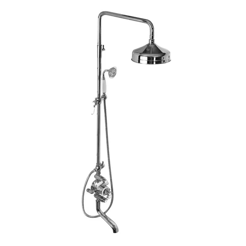 Bateria prysznicowa Lauferi BRADFORD mosiężna z termostatem srebrny chrom retro 1 szt.