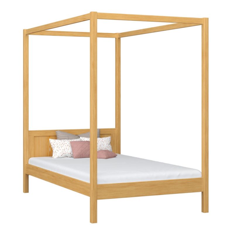 Drewniane łóżko N-WOOD pojedyncze z baldachimem N02 sosna naturalna 80x180 1szt.