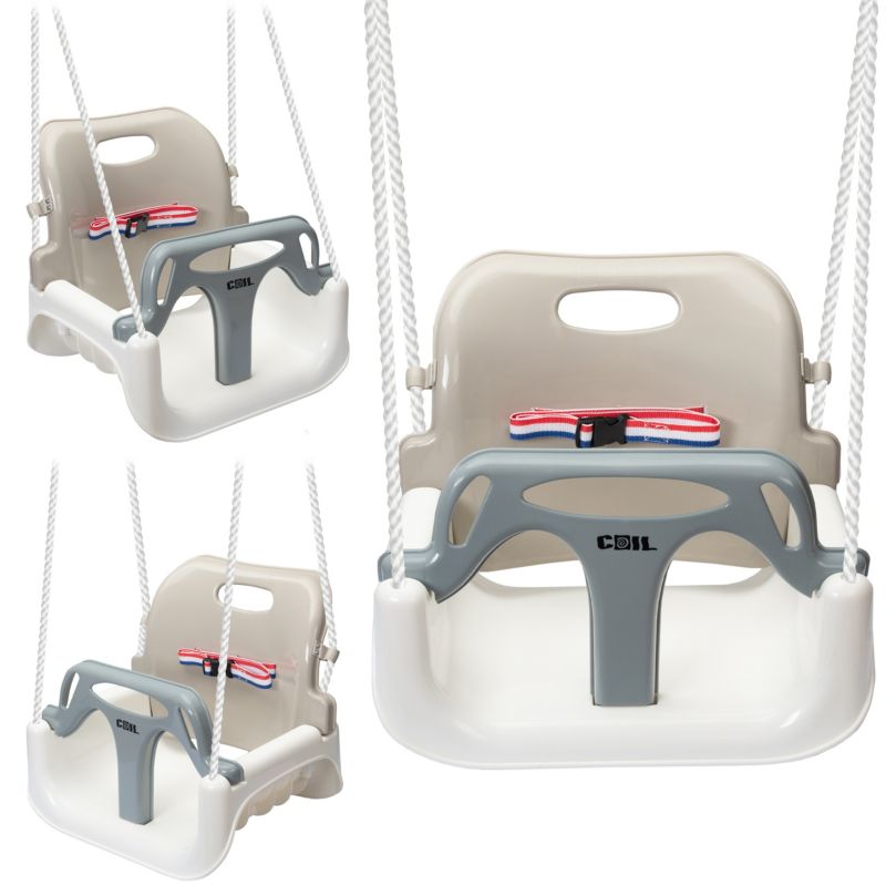 Huśtawka dla dzieci ogrodowa Coil fotel wiszący mocna kubełkowa 3w1 pasy beżowa 1szt