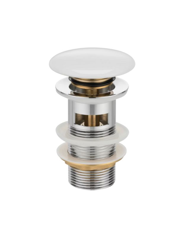 Korek click-clack Uptrend F008-W, biały połysk z przelewem 1 szt.