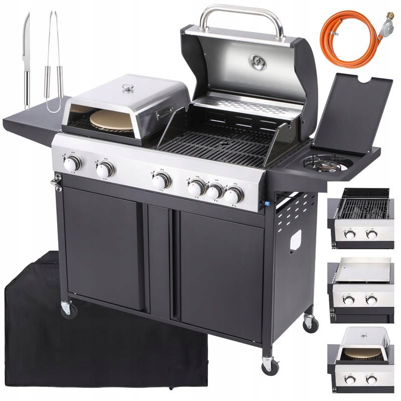 Grill Gazowy Blaupunkt PIEC DO PIZZY 5 palników ruszt żeliwny 3W1 PŁYTA RUSZT PIZZA GG501P 1szt.