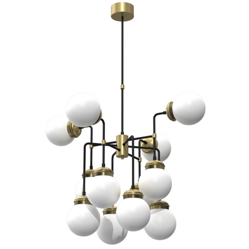Lampa wisząca Luminex Hydro czarny matowa-mosiądz antyczny-patyna-biała wym: 110 x 84 x 84 cm 12xE14 x 15W 1 szt.