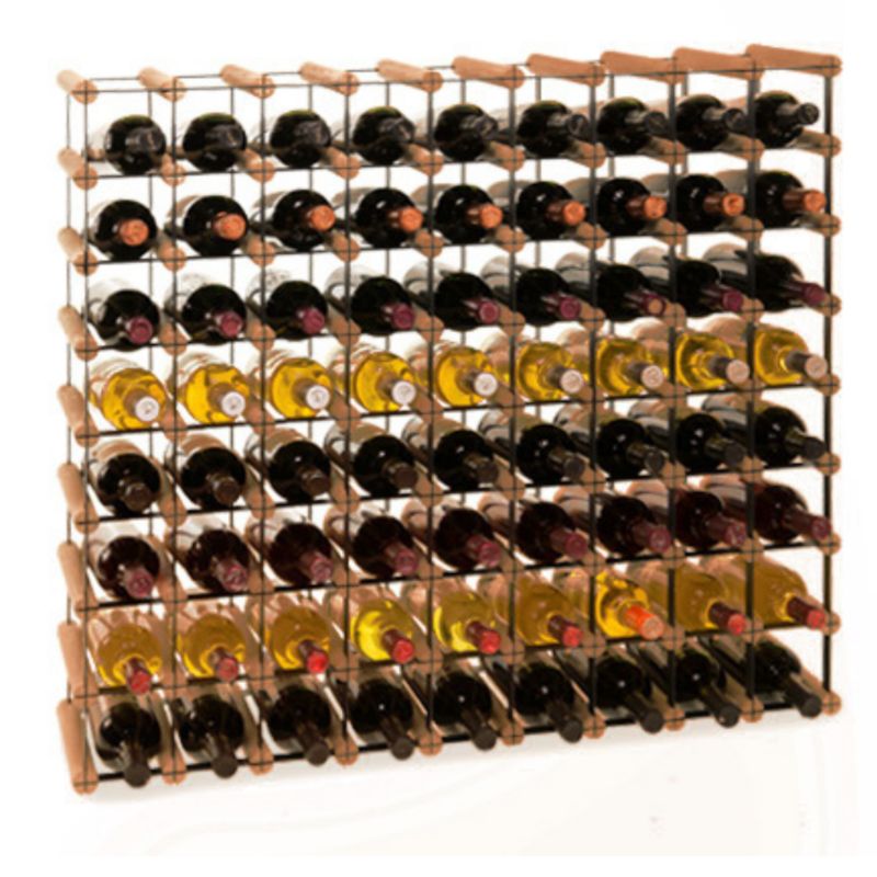 Stojak na wino MODO24 na butelki PET szafka wielki eko na 72 butelek czarny metal drewno brązowe 1 szt.